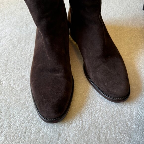 New Ann Mashburn Pull-On stretchy Chocolate Suede Boots - Picture 8 of 15
